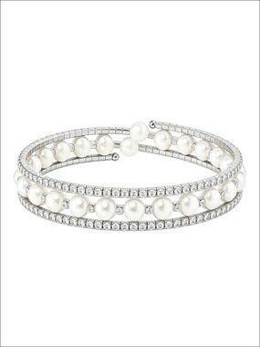 Imitation Pearl Stretch Cuff Bracelet Rhinestone Women's Jewelry